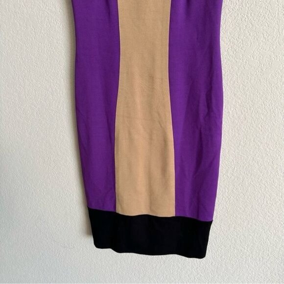 Cache Women's Size 2 Purple Black Tan Contour Colorblock Dress SheathFitted! - Picture 5 of 10